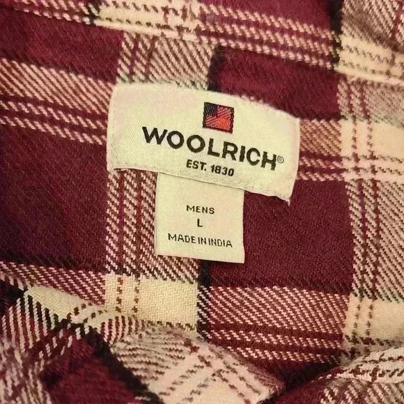 Woolrich Men's Red Plaid 100% Cotton Long Sleeve Work Shirt Size Large - Picture 7 of 9
